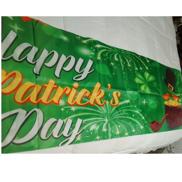 St. Patrick’s Day Banner Sign 120" x 20" Polyester with Grommets & Ribbon String - Picture 5 of 11